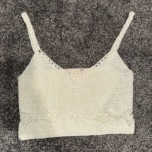 Elegant Cream Crochet Top